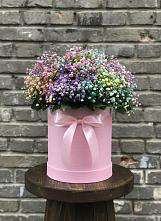 Цветочная композиция из Гипсофила и Розы в шляпной коробке #REPLACE_PRED# Кинели Самарская область