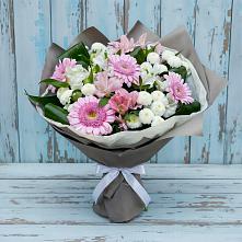 Букет цветов из:  Герберы, Альстромерии и Хризантемы в Кинели Самарская область