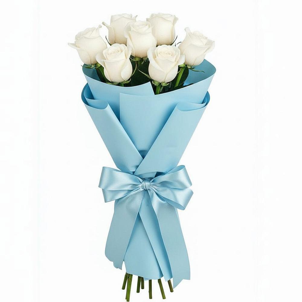 Букет 7 белых роз Проуд в Кинели Самарская область