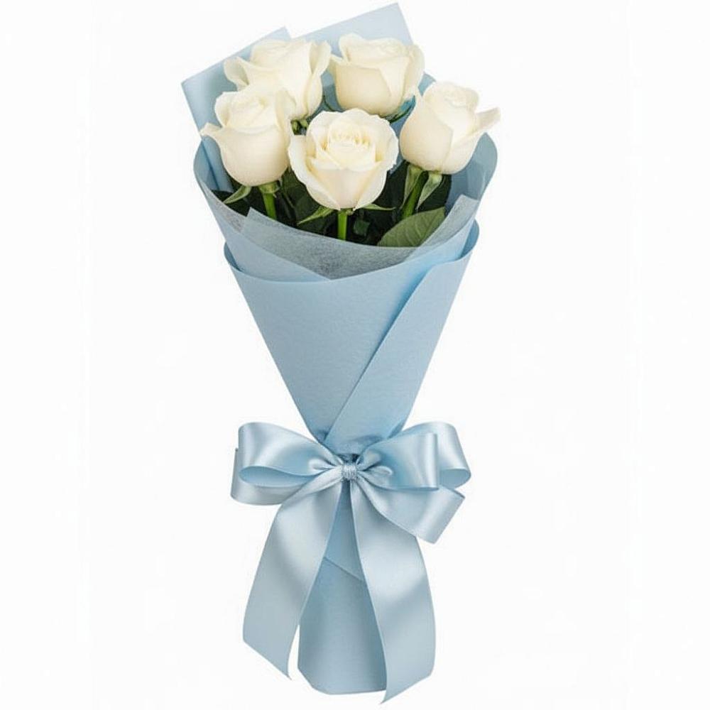 Букет 5 Белых роз Проуд в Кинели Самарская область