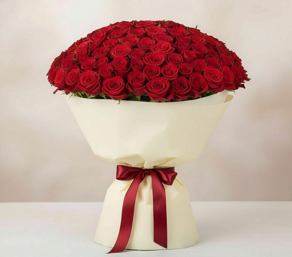 Букет 101 Красная роза Милано в Кинели Самарская область