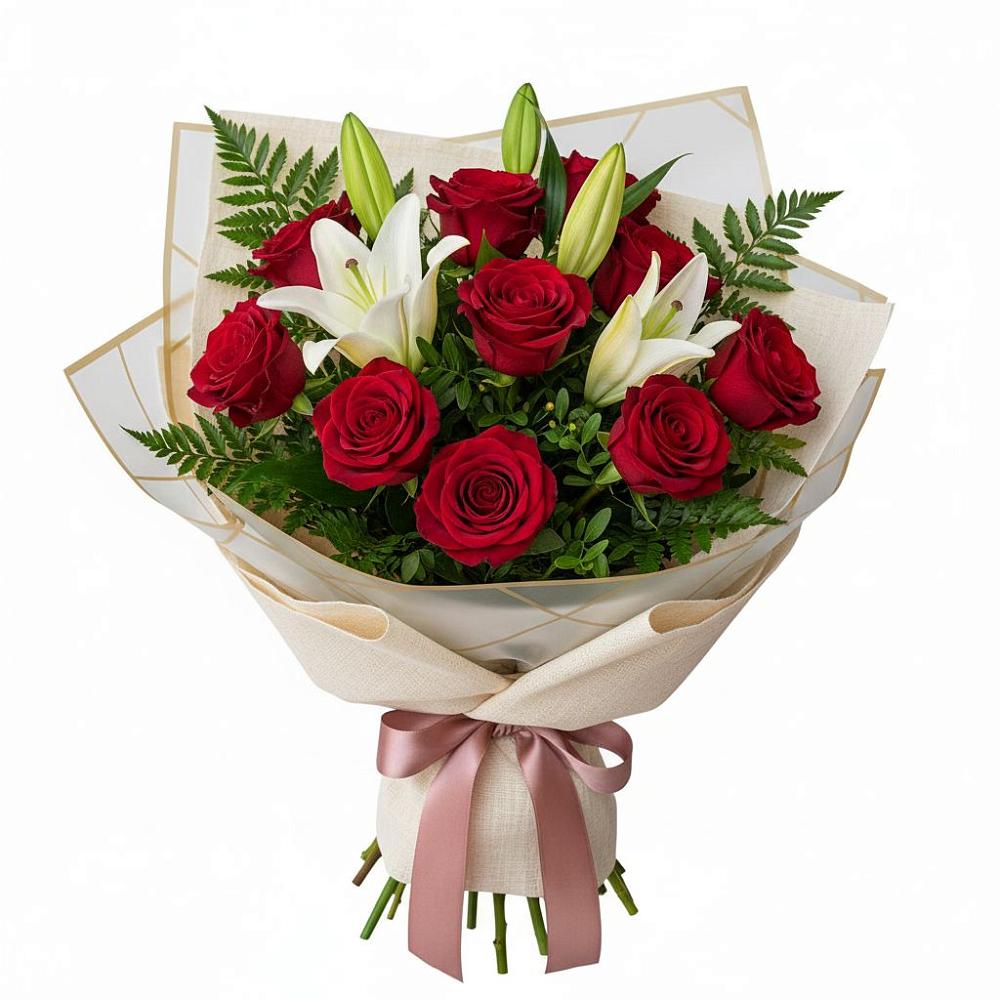 Букет цветов из: Лилии и Розы в Кинели Самарская область