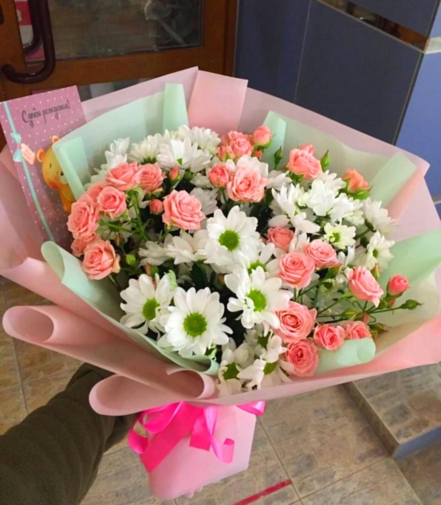 Букет цветов из: Розы и Хризантемы в Кинели Самарская область