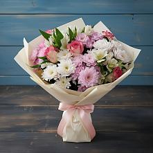 Букет цветов из:  Хризантемы, Альстромерии и Розы в Кинели Самарская область