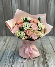 Букет цветов из:  Гвоздики, Розы и Хризантемы в Кинели Самарская область