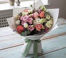 Букет цветов из:  Розы, Лизиантусы и Гвоздики в Кинели Самарская область