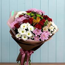 Букет цветов из:  Розы, Хризантемы и Альстромерии #REPLACE_PRED# Кинели Самарская область