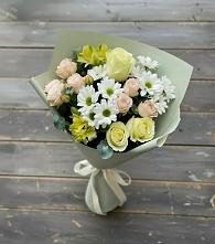 Букет цветов из:  Альстромерии, Розы и Хризантемы в Кинели Самарская область