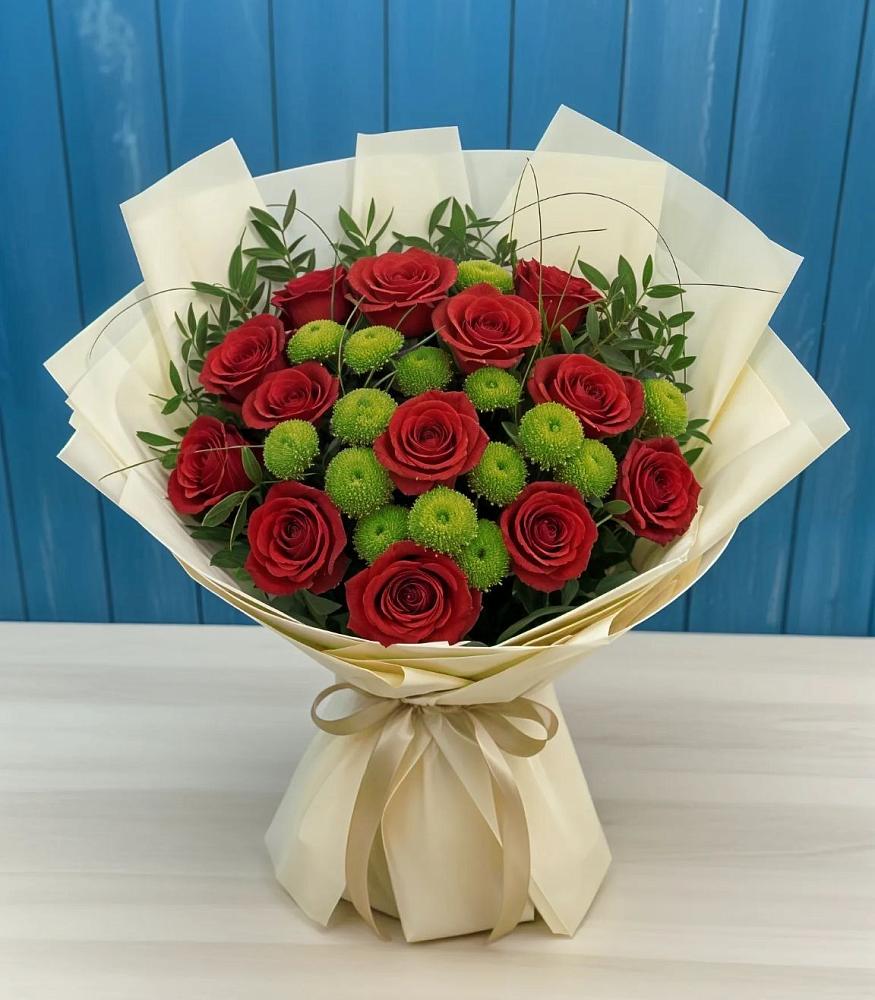 Букет цветов из: Розы и Хризантемы в Кинели Самарская область